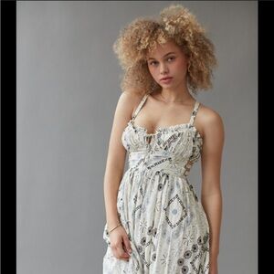 Urban Outfitters Kiera Embroidered Open-Back Dress Size XS